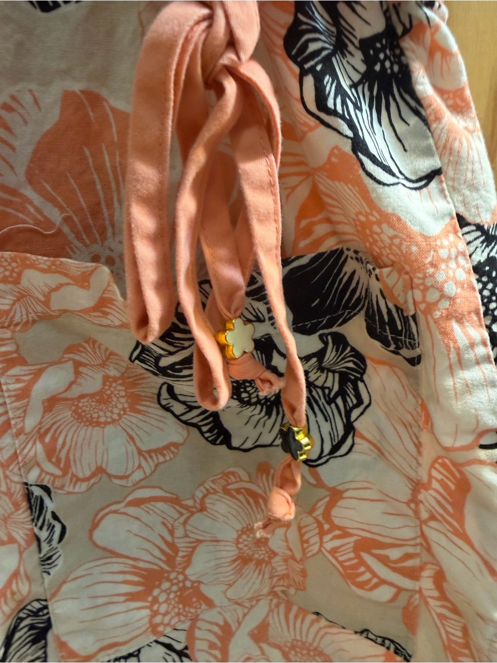 koi Peach and Black Floral Wrap Scrub Top - Picture 3 of 6